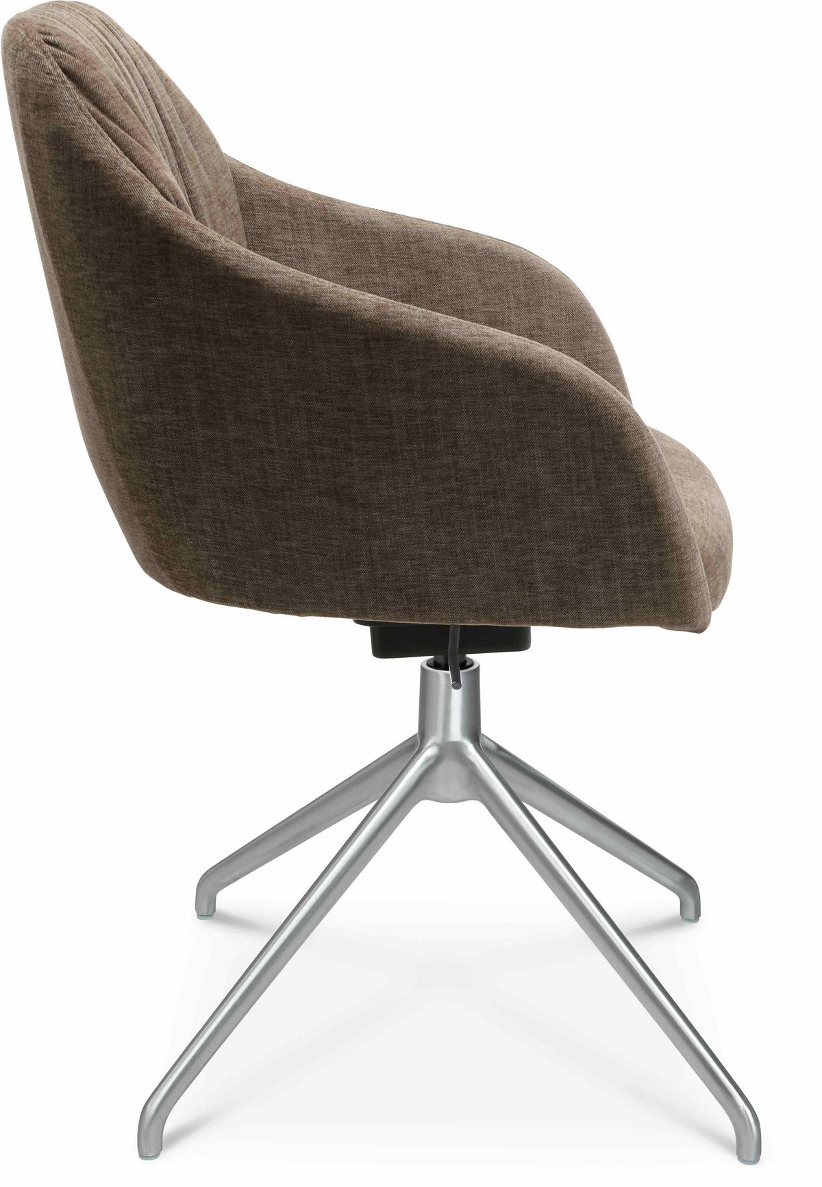 ARMLEHNSTUHL  in Aluminium Velours  - Graubraun/Alufarben, Design, Textil/Metall (58/81,5-84,5/60cm) - Johann Jakob