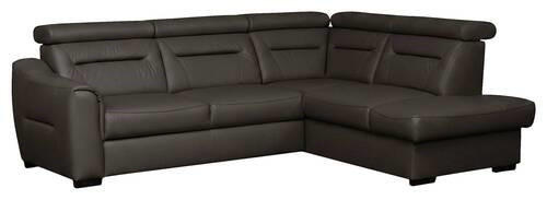 ECKSOFA  in Lederlook Echtleder Dunkelbraun  - Wengefarben/Dunkelbraun, Design, Leder/Holz (212/260cm) - Celina Home
