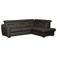 ECKSOFA  in Lederlook Echtleder Dunkelbraun  - Wengefarben/Dunkelbraun, Design, Leder/Holz (212/260cm) - Celina Home
