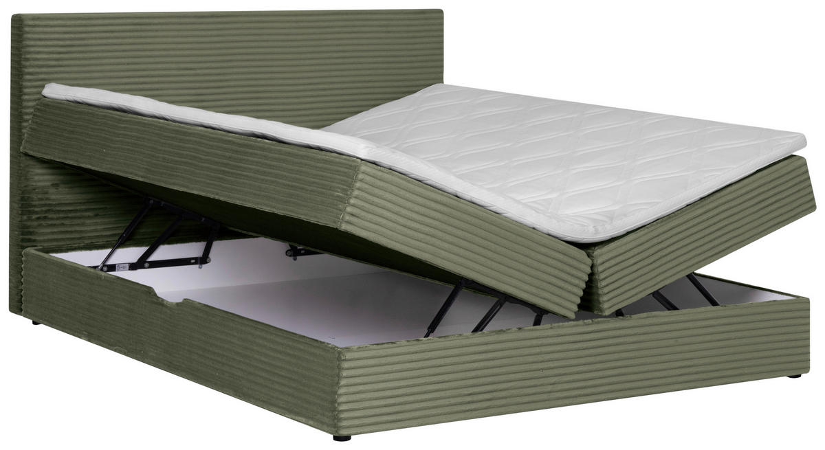 BOXBETT 140/200 cm  in Olivgrün  - Schwarz/Olivgrün, Trend, Kunststoff/Textil (140/200cm) - Boxxx