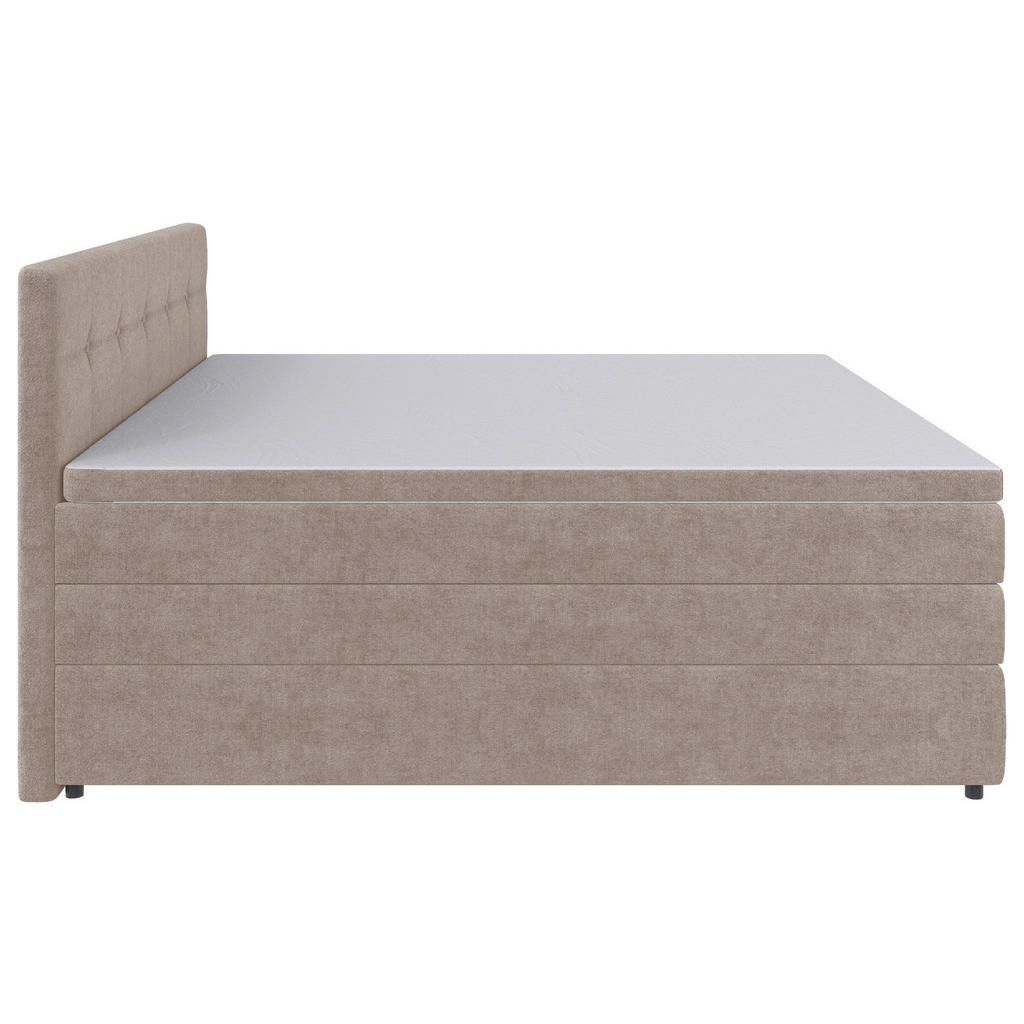 Thumbnail - Carryhome Boxspringbett, Beige, Textil, H3, Höhe ca. 18 cm, 200x200 cm, gepolstertes Kopfteil, Topper durchgehend, in ve...