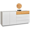 SIDEBOARD Weiß, Eichefarben  189/90/42 cm  - Eichefarben/Weiß, Design, Glas/Holz (189/90/42cm) - Novel