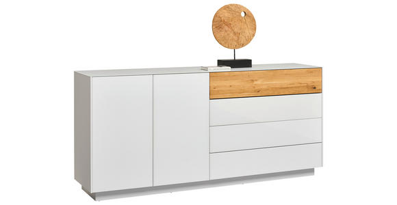 SIDEBOARD Weiß, Eichefarben 189/90/42 cm - Eichefarben/Weiß, Design, Glas/Holz (189/90/42cm) - Novel