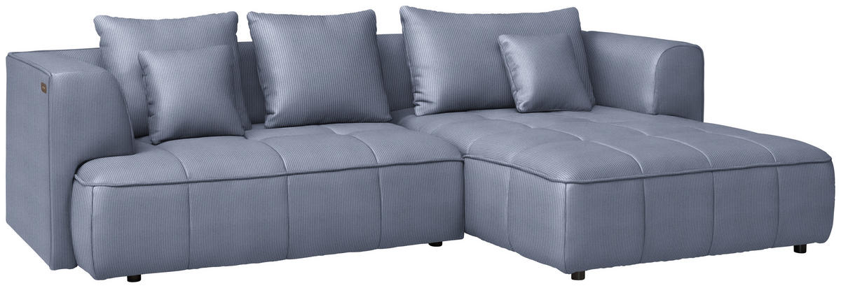ECKSOFA  in Feincord Blaugrau  288/188 cm  - Blaugrau/Schwarz, Design, Kunststoff/Textil (288/188cm) - Welnova