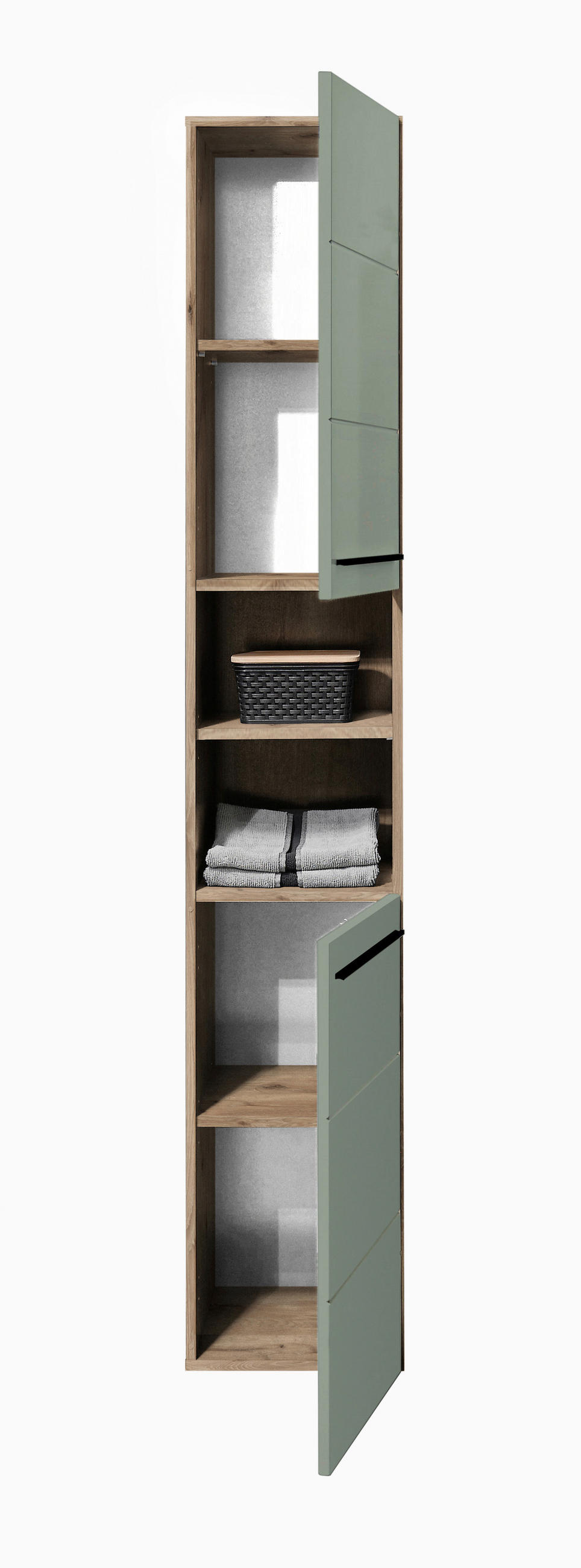 HOCHSCHRANK 34/190/31 cm  - Eichefarben/Schwarz, Basics, Holzwerkstoff/Kunststoff (34/190/31cm) - MID.YOU