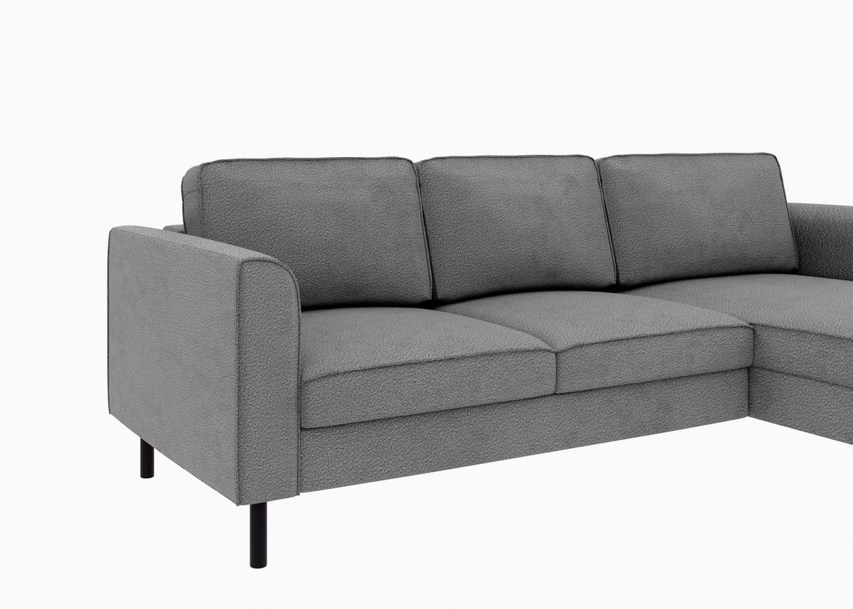 ECKSCHLAFSOFA  mit Bettkasten erhältlich, Sitzqualitäten, Schlafen auf Sitzhöhe, Bettfunktion erhältlich, Rücken echt, Armteil links, Armteil rechts Struktur Anthrazit  - Anthrazit/Schwarz, MODERN, Textil/Metall (232/161cm) - Trendmanufaktur