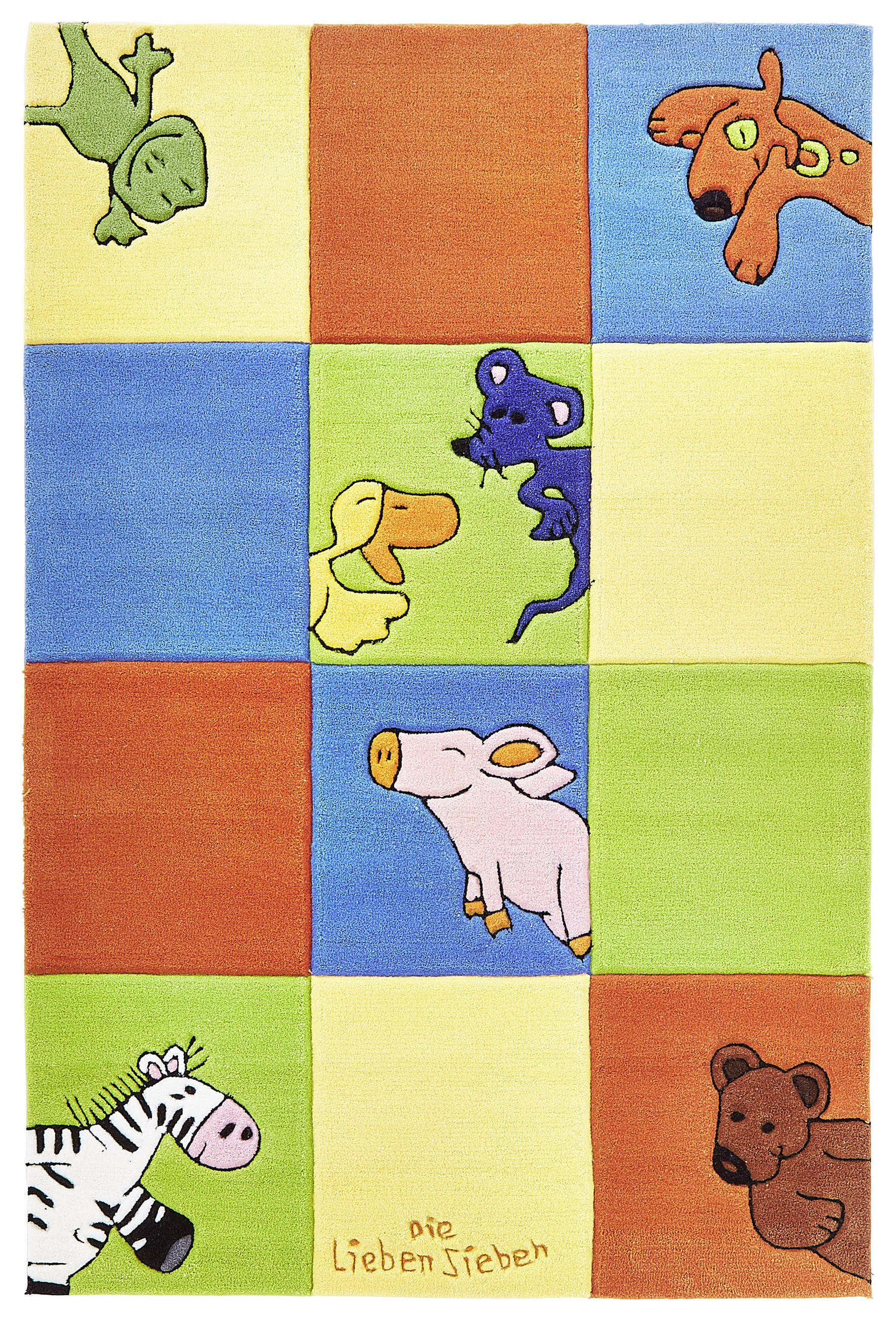 KINDERTEPPICH 110/170 cm Die lieben Sieben  - Blau/Gelb, Trend, Naturmaterialien/Textil (110/170cm)