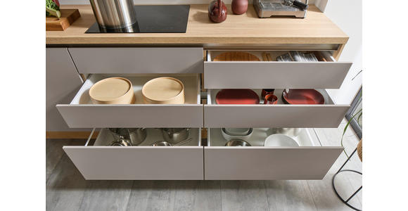KÜCHENLEERBLOCK XO 15 344 cm  in Grau, Eichefarben  - Edelstahlfarben/Eichefarben, Design, Holzwerkstoff/Metall (344cm) - Xora