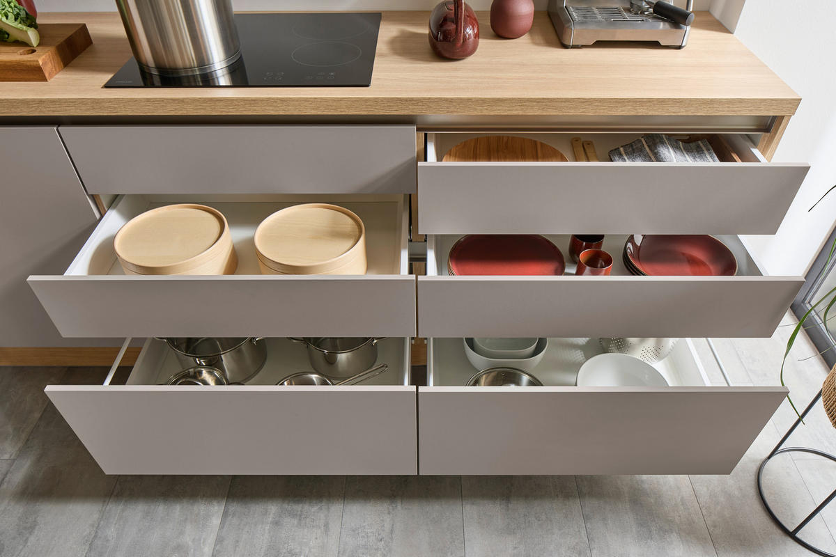 KÜCHENLEERBLOCK XO 15  in Grau, Eichefarben  - Edelstahlfarben/Eichefarben, Design, Holzwerkstoff/Metall (344cm) - Xora