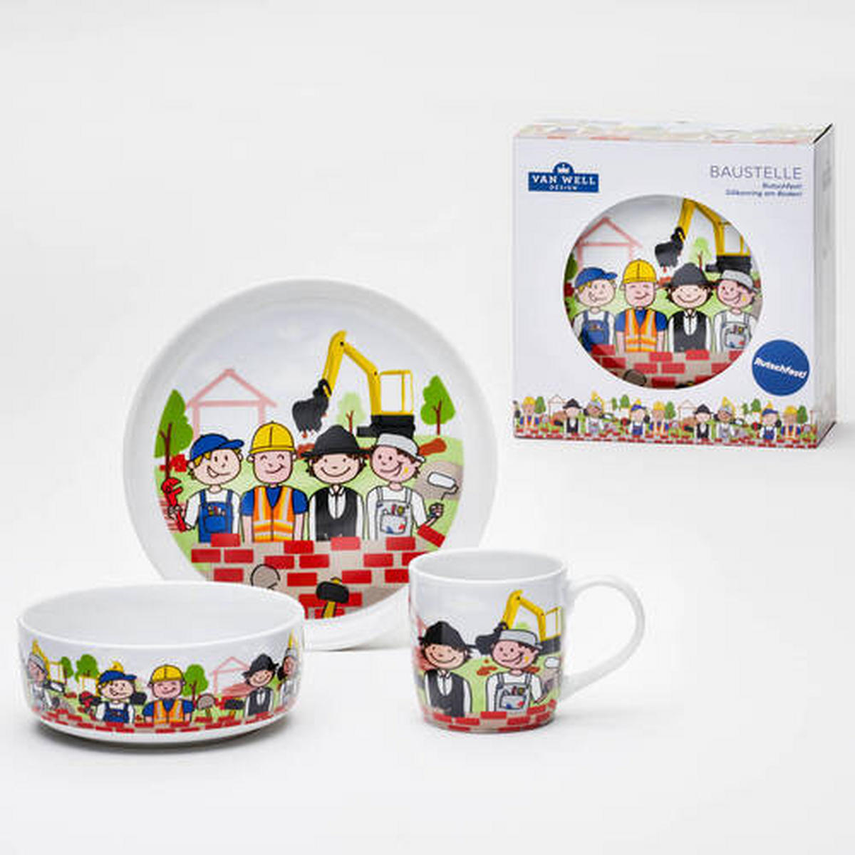 KINDERGESCHIRRSET 3-teilig  - Weiss/Multicolor, Konventionell, Keramik - Van Well