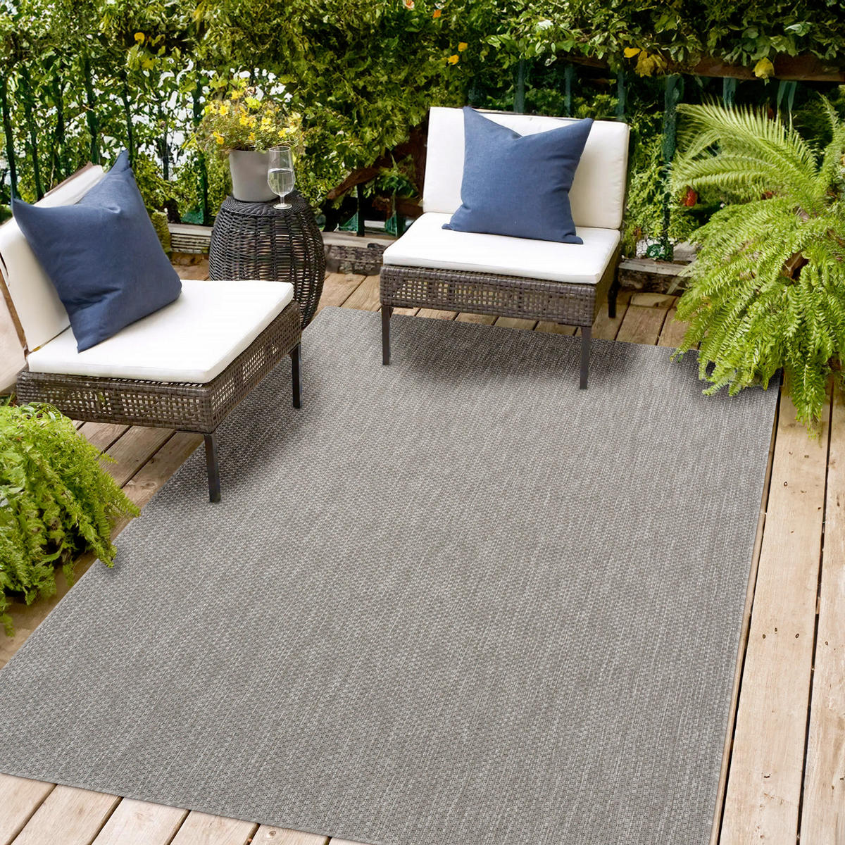 OUTDOORTEPPICH  für Terrasse und Balkon 160/220 cm Columbia Meliert Grau  - Grau, Basics, Textil (160/220cm) - Novel