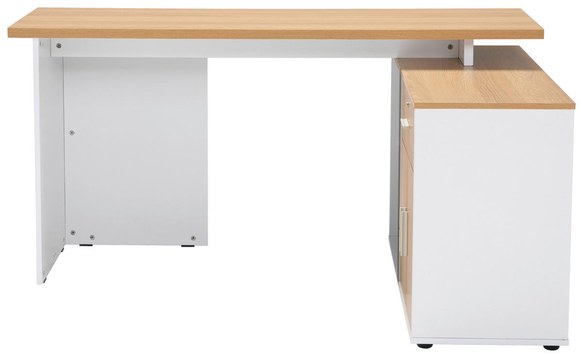 ECKSCHREIBTISCH 150/119/75 cm  in Weiß, Eiche Bianco  - Eiche Bianco/Silberfarben, Design, Holzwerkstoff/Kunststoff (150/119/75cm) - Xora