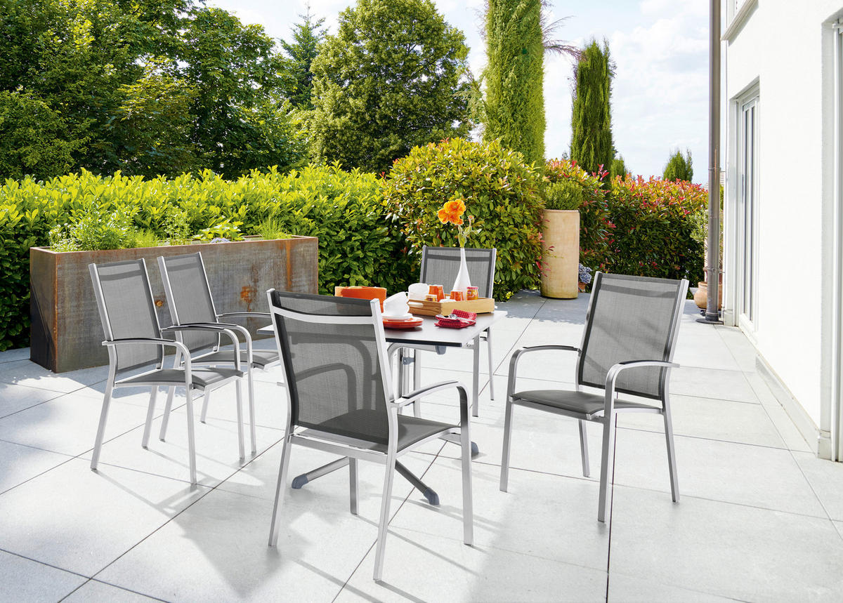 STAPELSESSEL Metall, Textil Grau  - Grau, Basics, Textil/Metall (61/98/57cm) - Sieger