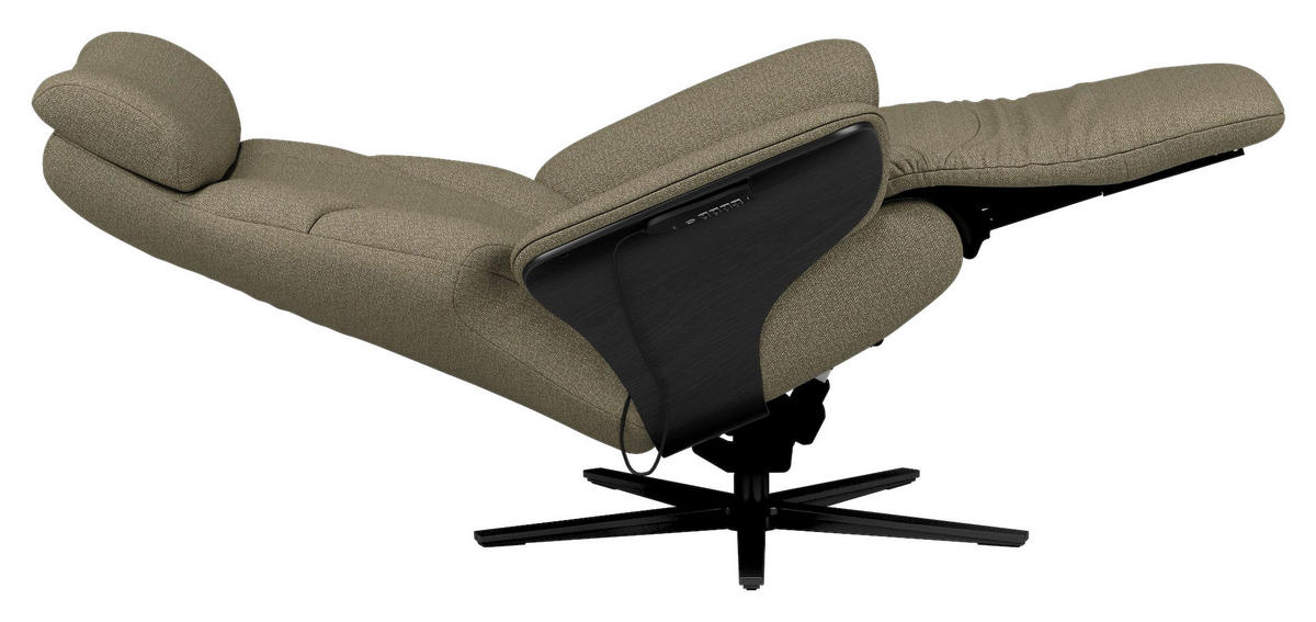 RELAXSESSEL Flachgewebe Relaxfunktion, Kopfteilverstellung, Fußteilverstellung, Rücken echt    - Schlammfarben/Schwarz, Design, Holz/Textil (86/116/87cm) - Stressless