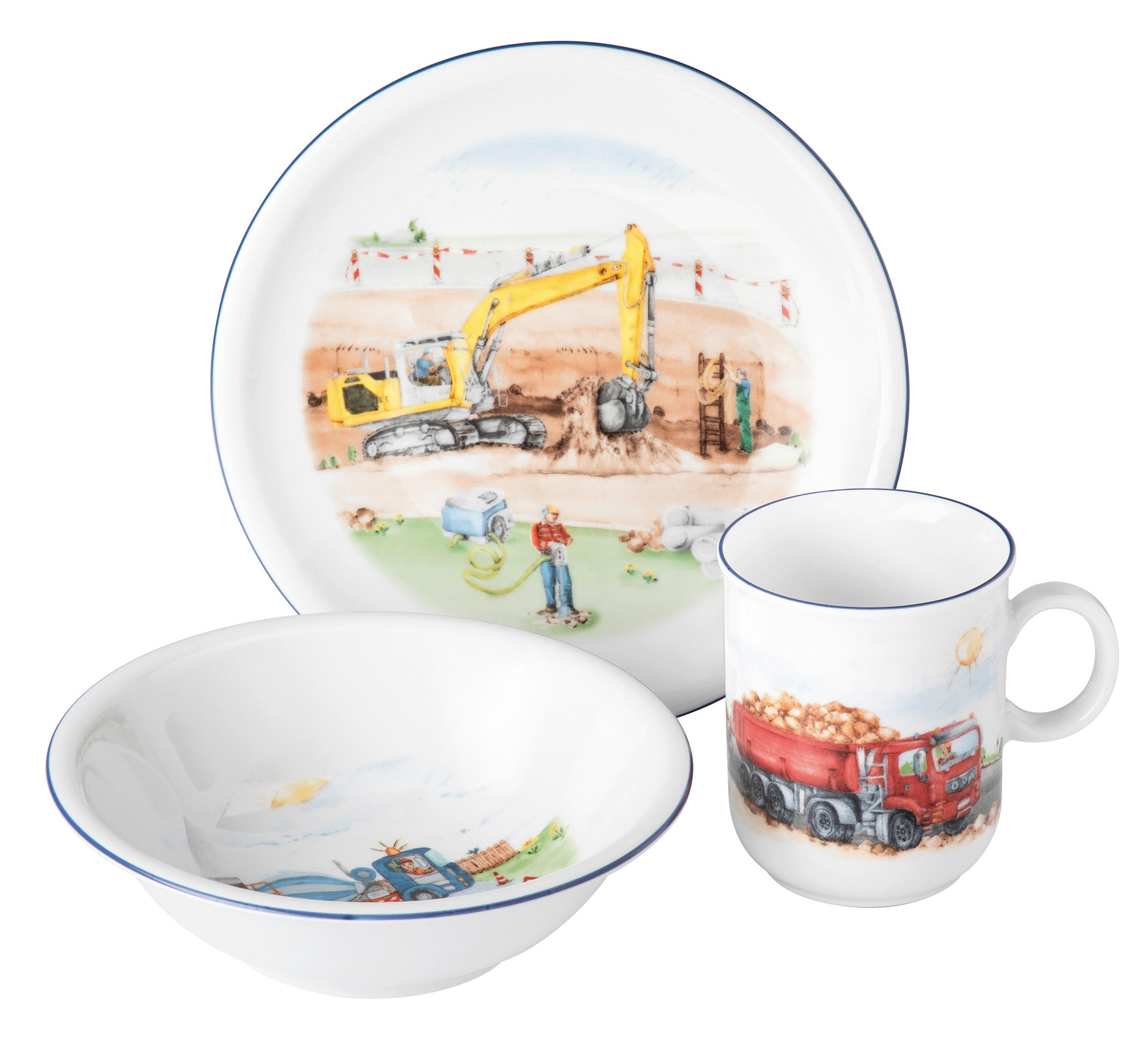 KINDERGESCHIRRSET KINDERTRÄUME Porzellan 3-teilig  - Blau/Gelb, KONVENTIONELL, Keramik (21,4/21,4/20,5cm) - Seltmann Weiden
