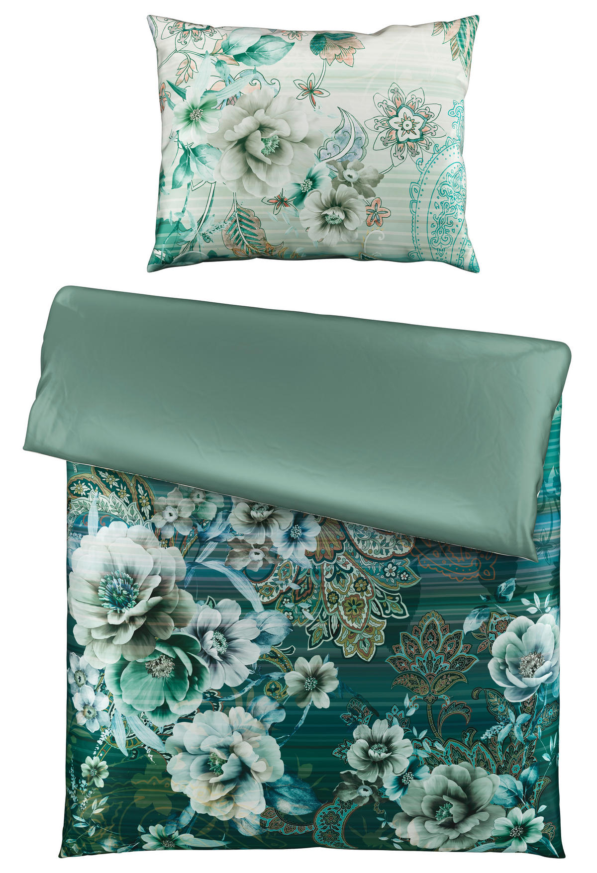 OBOJSTRANNÁ POSTEĽNÁ BIELIZEŇ, satén, zelená, 140/220 cm - zelená, Design, textil (140/220cm) - Esposa