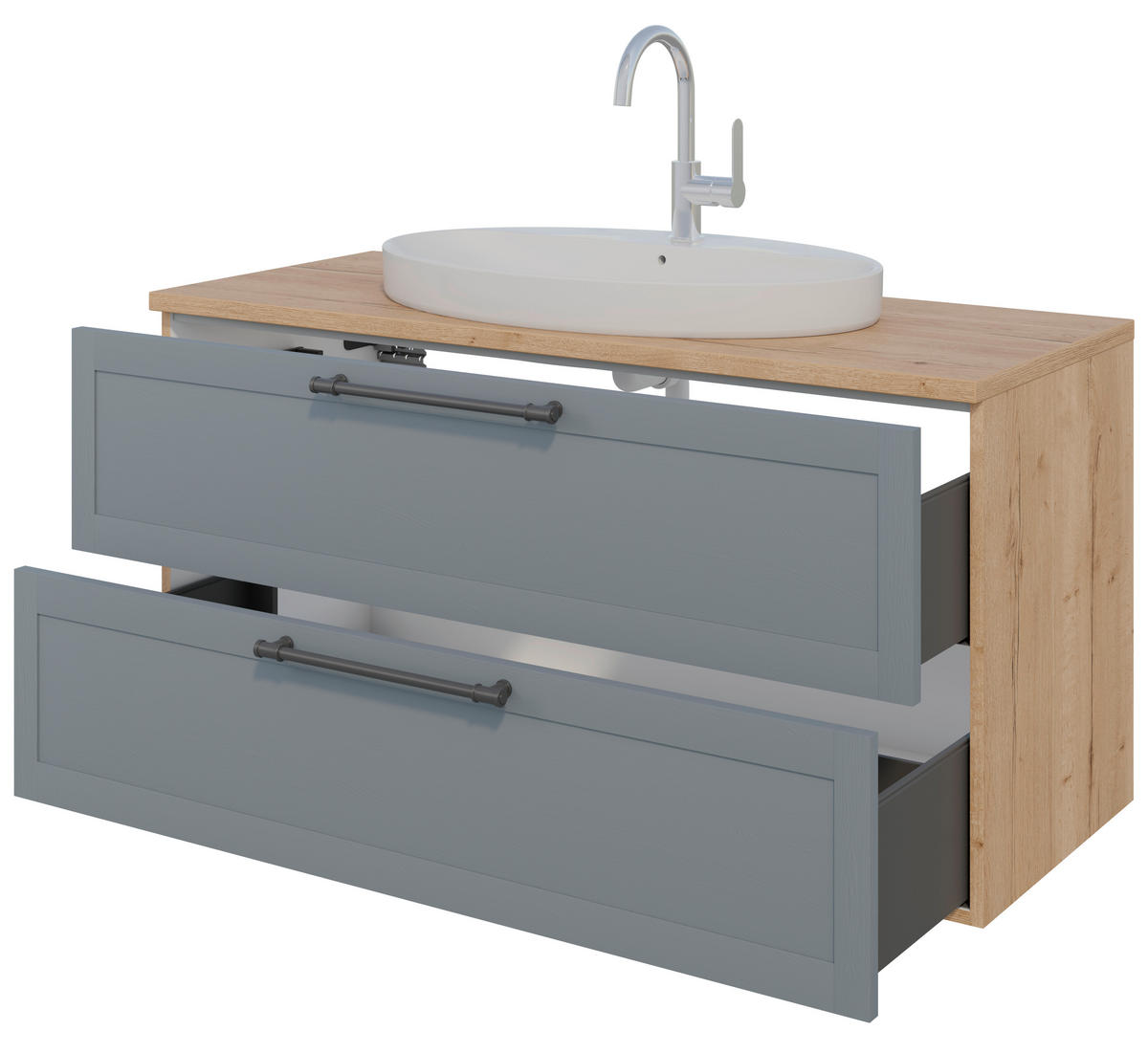 WASCHTISCHKOMBI 120,3 cm  - Edelstahlfarben/Eichefarben, MODERN, Holzwerkstoff/Stein (120,3cm) - Celina Home