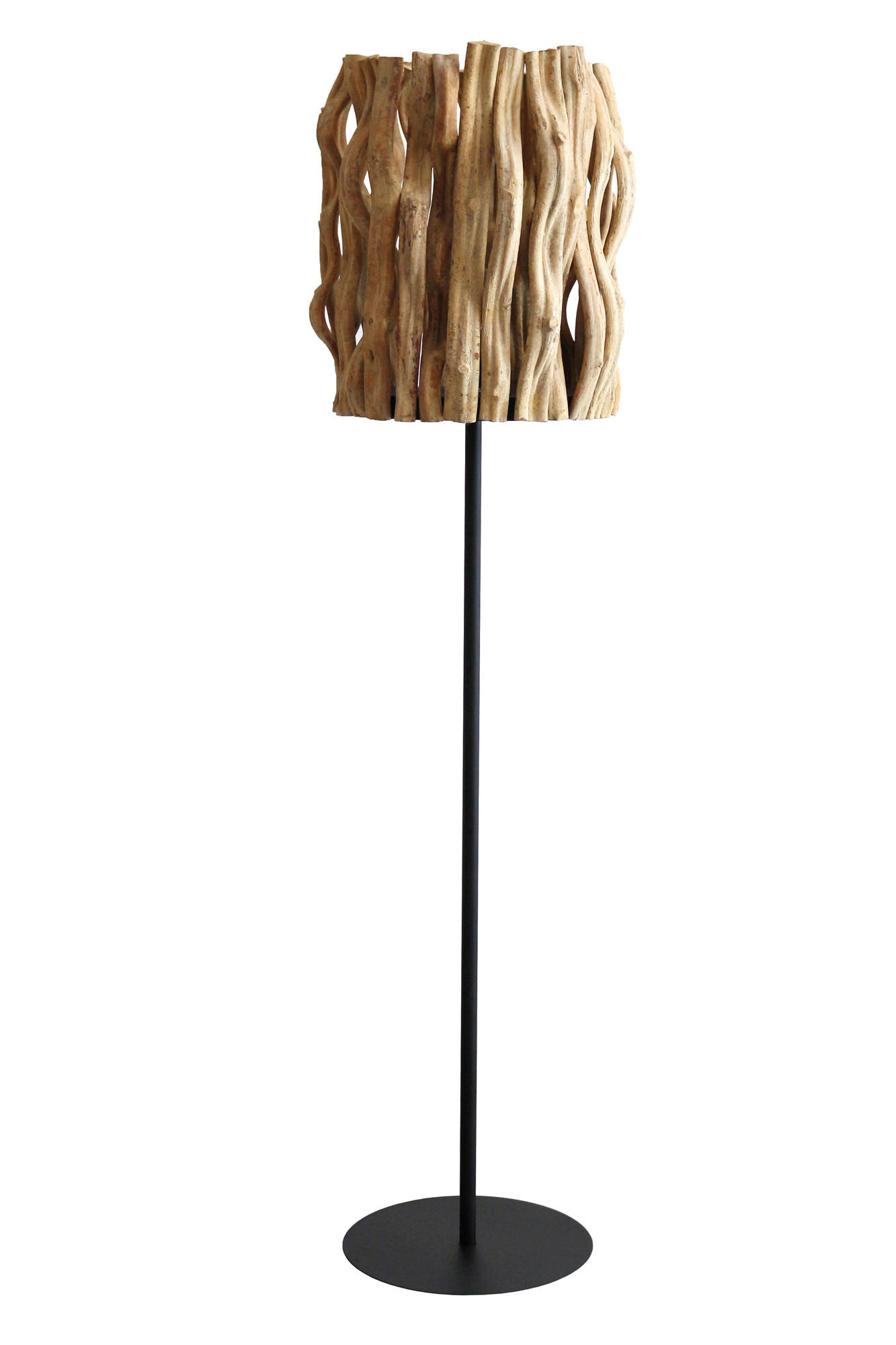 STEHLEUCHTE  33/140/33 cm   - Schwarz/Naturfarben, Design, Holz/Metall (33/140/33cm) - P & B