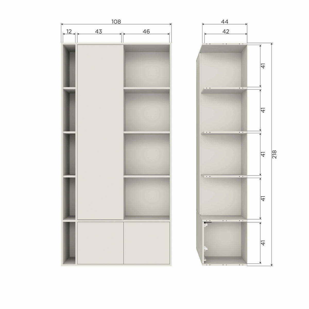 MEHRZWECKSCHRANK 108/218/44 cm  in Grau  - Grau, Design, Holz (108/218/44cm) - Livetastic
