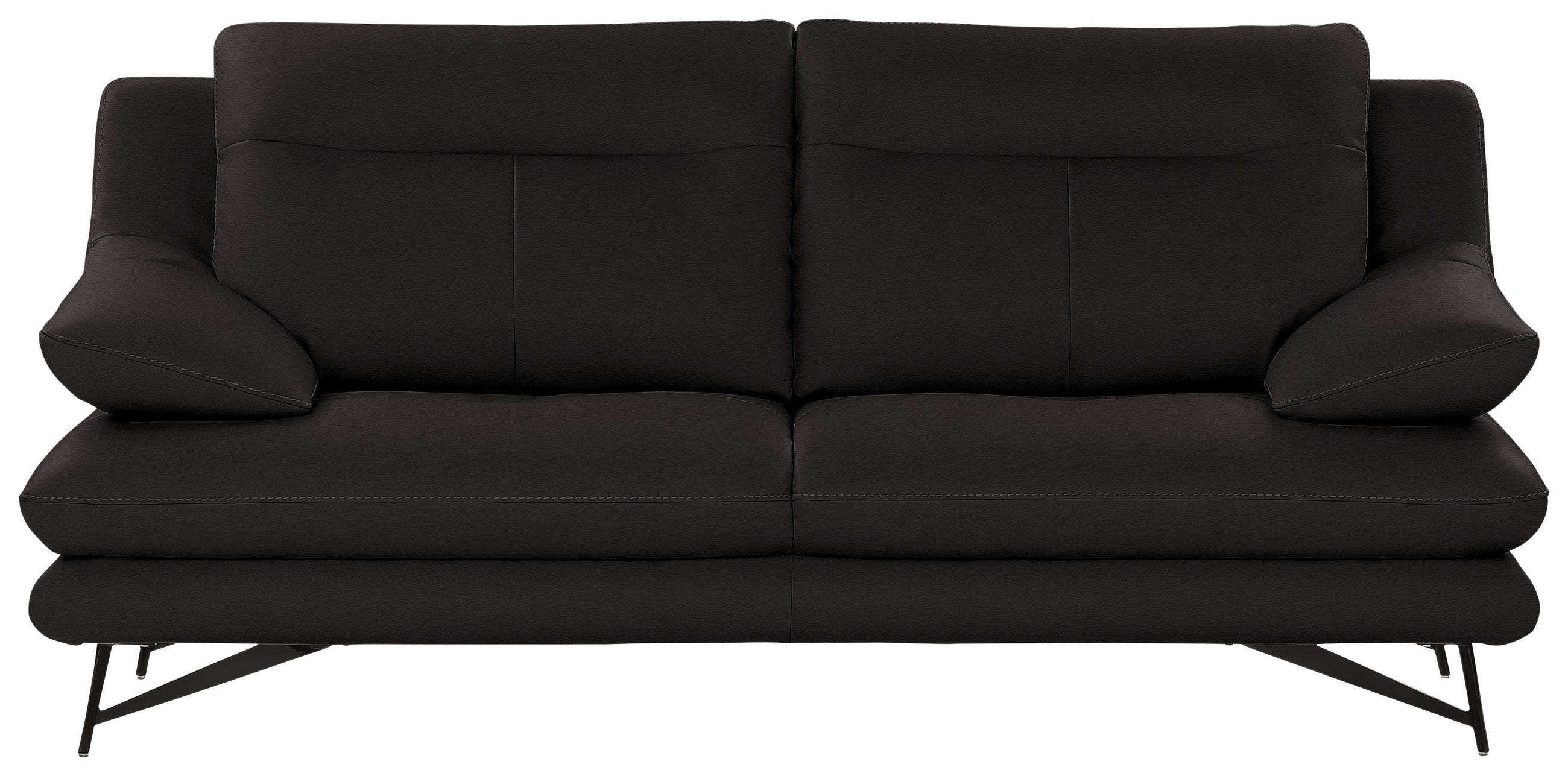 3-SITZER-SOFA in Leder Dunkelbraun  - Dunkelbraun, Design, Leder/Metall (215/90/109cm)