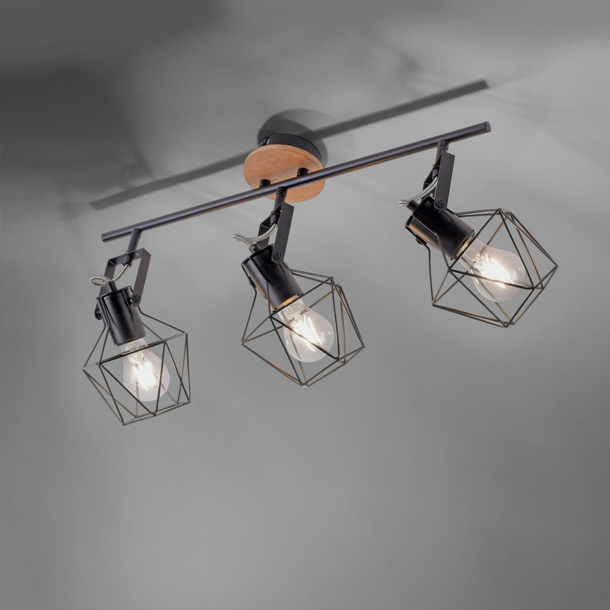 DECKENLEUCHTE Jaro 83/28/31 cm   - Schwarz, Natur, Holz/Metall (83/28/31cm)