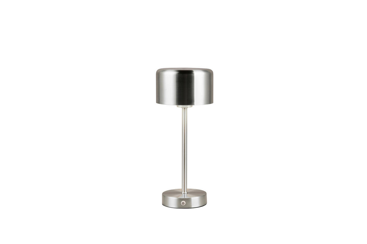 AKKU-TISCHLEUCHTE Jeff 12,6/30 cm  - Nickelfarben, KONVENTIONELL, Metall (12,6/30cm)
