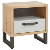 NACHTKÄSTCHEN in Grau, Eichefarben  - Dunkelgrau/Eichefarben, MODERN, Holzwerkstoff/Metall (52,2/53,7/35cm) - Xora