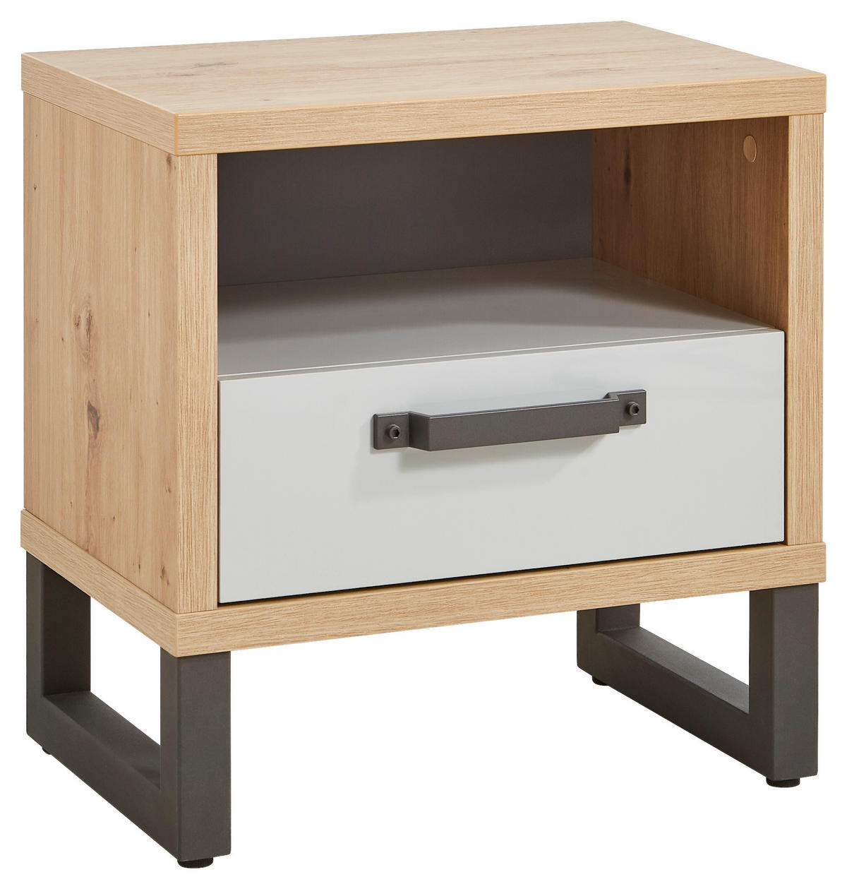 NACHTKÄSTCHEN in Grau, Eichefarben  - Dunkelgrau/Eichefarben, MODERN, Holzwerkstoff/Metall (52,2/53,7/35cm) - Xora