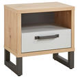 NACHTKÄSTCHEN in Grau, Eichefarben  - Dunkelgrau/Eichefarben, MODERN, Holzwerkstoff/Metall (52,2/53,7/35cm) - Xora