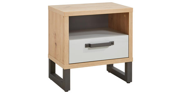 NACHTKÄSTCHEN in Grau, Eichefarben  - Dunkelgrau/Eichefarben, MODERN, Holzwerkstoff/Metall (52,2/53,7/35cm) - Xora