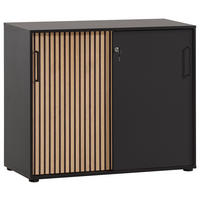 AKTENSCHRANK Eiche Artisan, Schwarz  - Schwarz/Eiche Artisan, MODERN, Holzwerkstoff (100,1/83,6/41cm) - MID.YOU