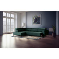 ECKSOFA in Feincord Waldgrün  - Waldgrün/Schwarz, Design, Textil/Metall (205/280cm) - Xora