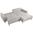ECKSOFA Ecru Chenille  inkl. Rückenkissen, Bettkasten, Schlaffunktion, Rücken echt, Liegefläche im Originalstoff  - Ecru/Schwarz, KONVENTIONELL, Holz/Textil (266/180cm) - Carryhome