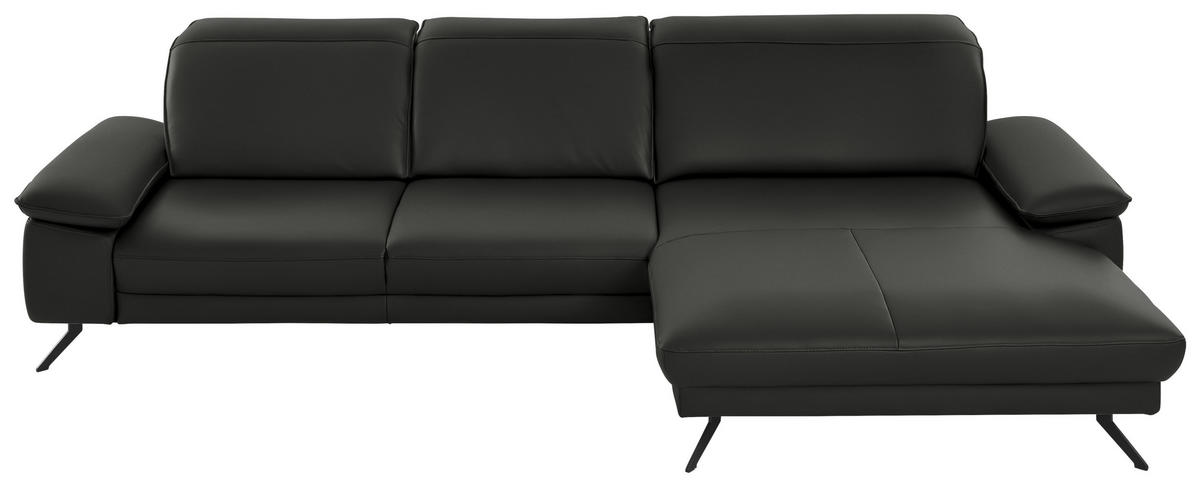 ECKSOFA in Echtleder Graubraun  328/193 cm  - Graubraun/Schwarz, Design, Leder/Metall (328/193cm) - Dieter Knoll