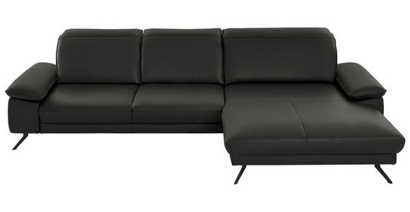 ECKSOFA Rivello in Echtleder Graubraun  328/193 cm  - Graubraun/Schwarz, Design, Leder/Metall (328/193cm) - Dieter Knoll