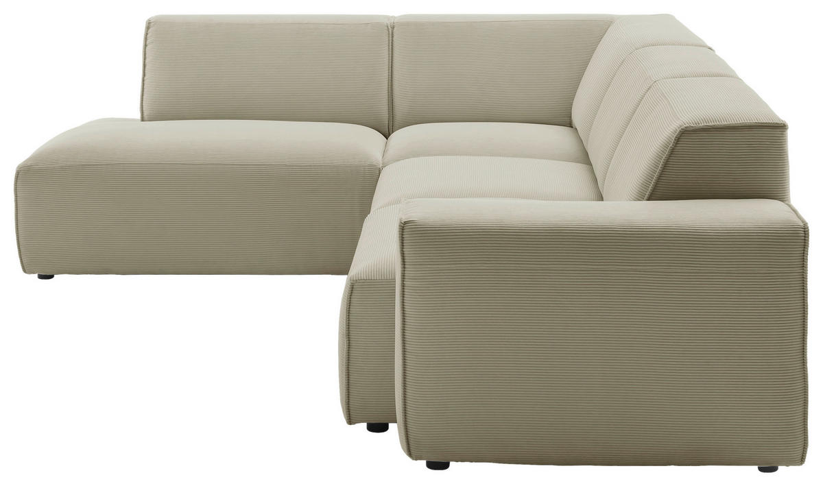 ECKSOFA in Cord Sandfarben  - Sandfarben/Schwarz, Design, Kunststoff/Textil (210/270cm) - Pure Home Lifestyle