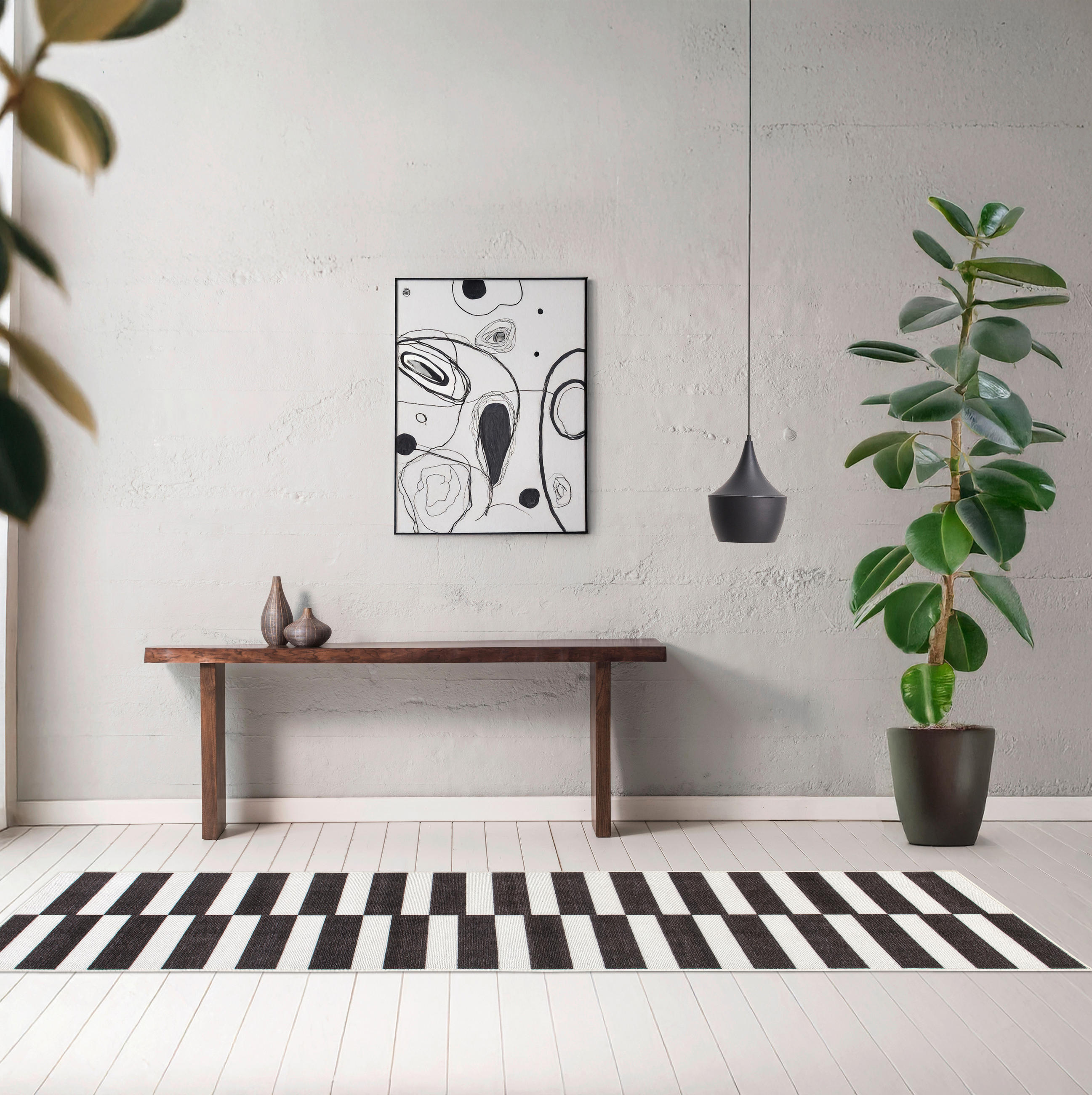 LÄUFER 80/250 cm MESIO STRIDER  - Grauweiß/Schwarz, Design, Kunststoff/Textil (80/250cm) - Lindorug