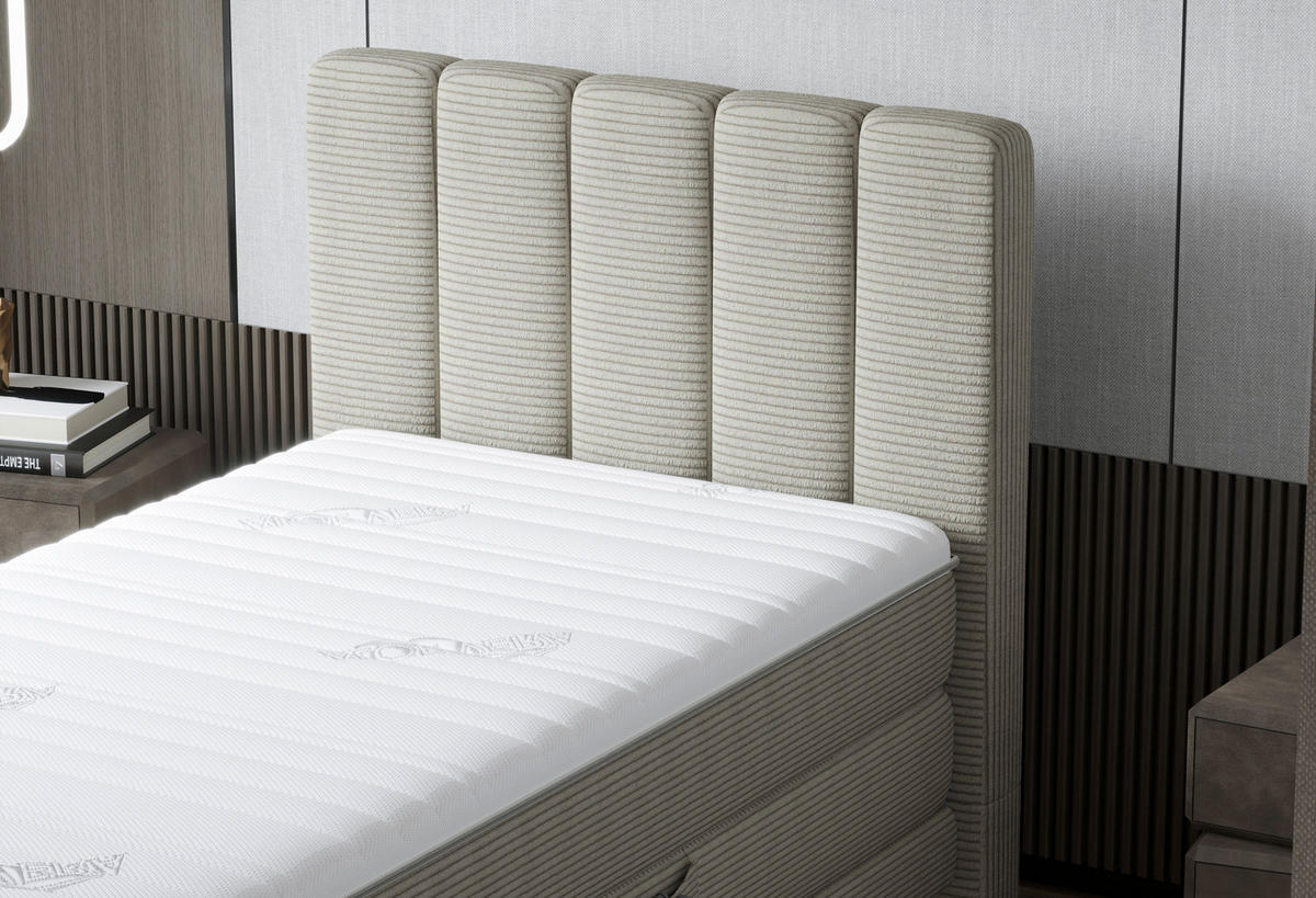 BOXSPRING-ÁGY 100/200 cm  világosszürke  - világosszürke/fekete, Natur, textil/fém (100/200cm) - Esposa