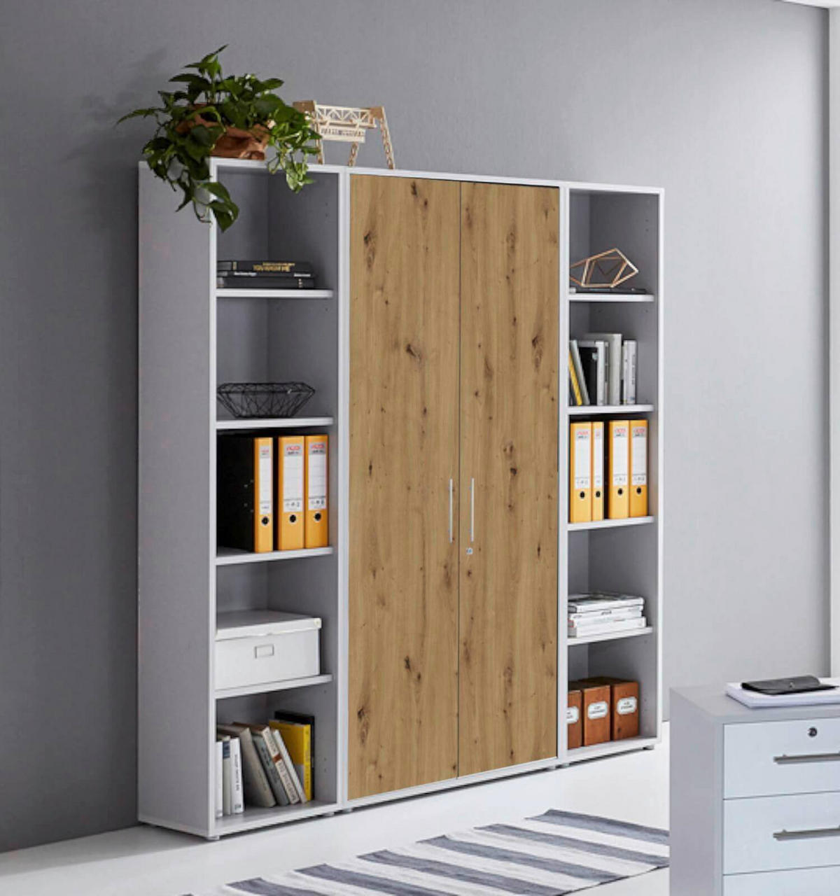 AKTENSCHRANK 172,6/185,6/33 cm  - Hellgrau/Eiche Artisan, MODERN, Holzwerkstoff (172,6/185,6/33cm) - MID.YOU