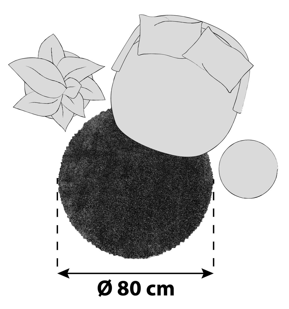HOCHFLORTEPPICH 80 cm Fluffy 3500 Grey Grau  - Grau, Basics, Textil (80cm)