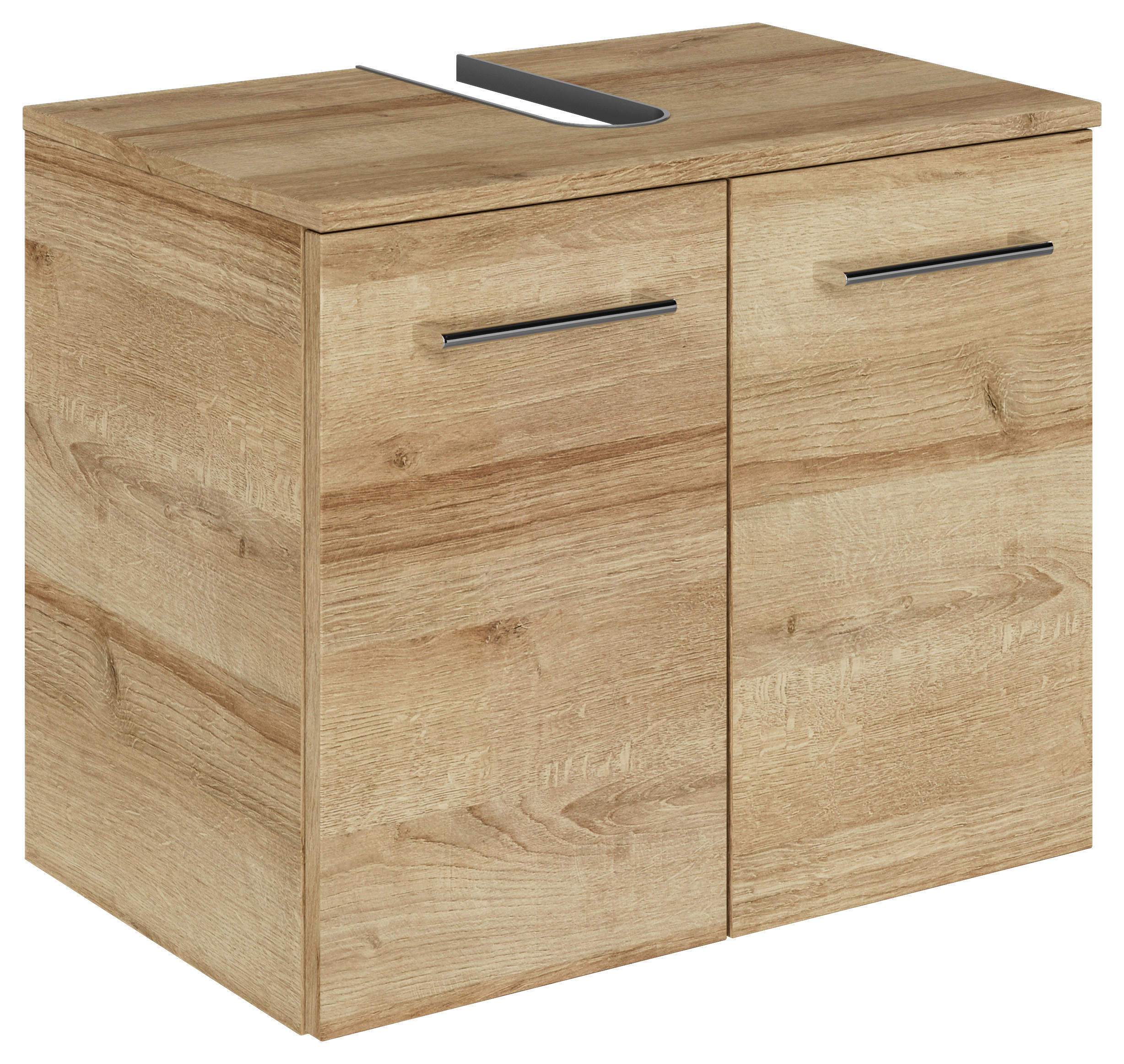 WASCHBECKENUNTERSCHRANK 60/49,8/38,3 cm  - Chromfarben/Hellbraun, KONVENTIONELL, Holzwerkstoff/Metall (60/49,8/38,3cm) - Sadena