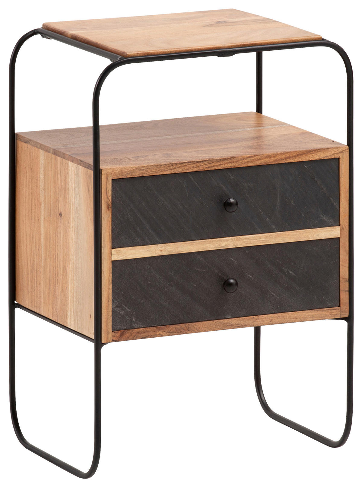 NACHTSCHRANK 40/60/30 cm Akazie massiv  - Anthrazit/Schwarz, LIFESTYLE, Holz/Kunststoff (40/60/30cm) - MID.YOU