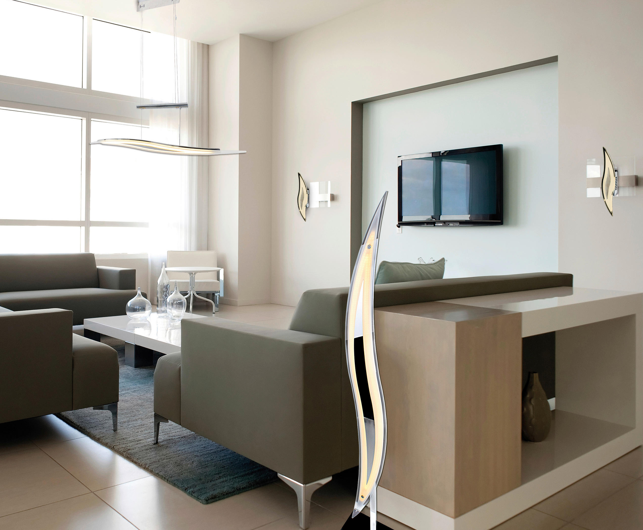 LED-HÄNGELEUCHTE  80 cm  - Chromfarben, Design, Glas/Metall (80cm) - Näve