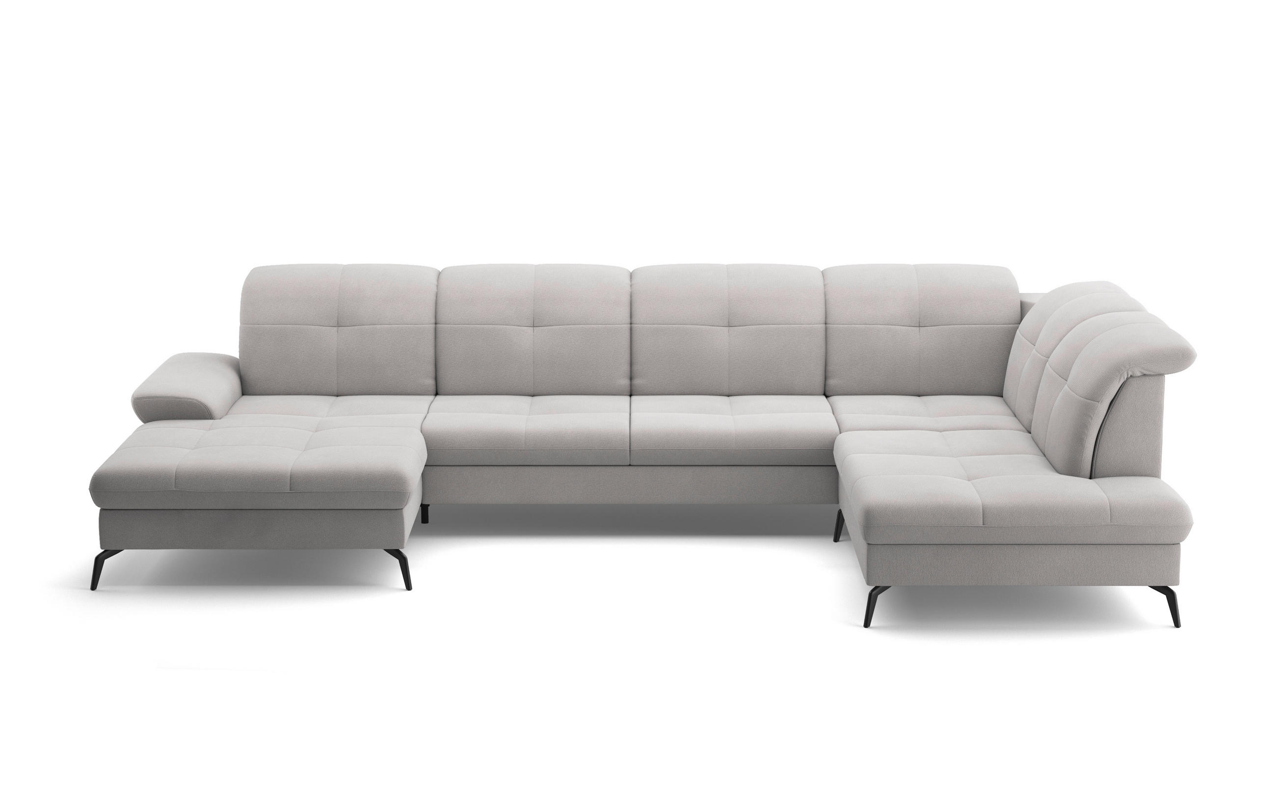 WOHNLANDSCHAFT in Flachgewebe Silberfarben  - Silberfarben/Schwarz, Konventionell, Textil/Metall (185/357/231cm) - Sit & More