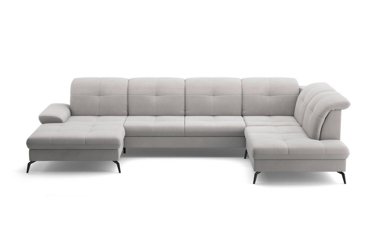 WOHNLANDSCHAFT in Flachgewebe Silberfarben  - Silberfarben/Schwarz, Konventionell, Textil/Metall (185/357/231cm) - Sit & More