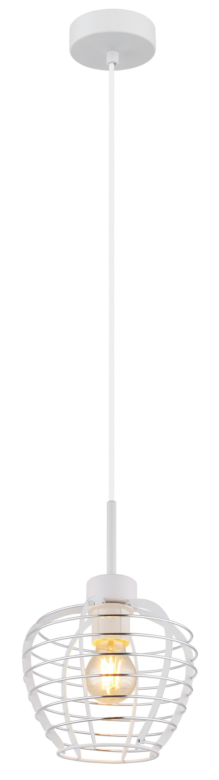HÄNGELEUCHTE 20,5/120 cm  - Chromfarben/Weiß, Basics, Kunststoff/Metall (20,5/120cm) - Globo