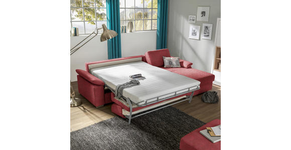 ECKSOFA in Flachgewebe Rot - Chromfarben/Rot, KONVENTIONELL, Textil/Metall (285/176cm) - Novel