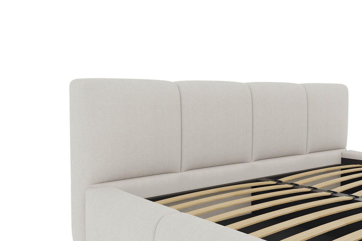POLSTERBETT 200/200 cm,  in Naturfarben, Lattenrost, Bettkasten,  - Schwarz/Naturfarben, Design, Holz/Textil (200/200cm) - Xora