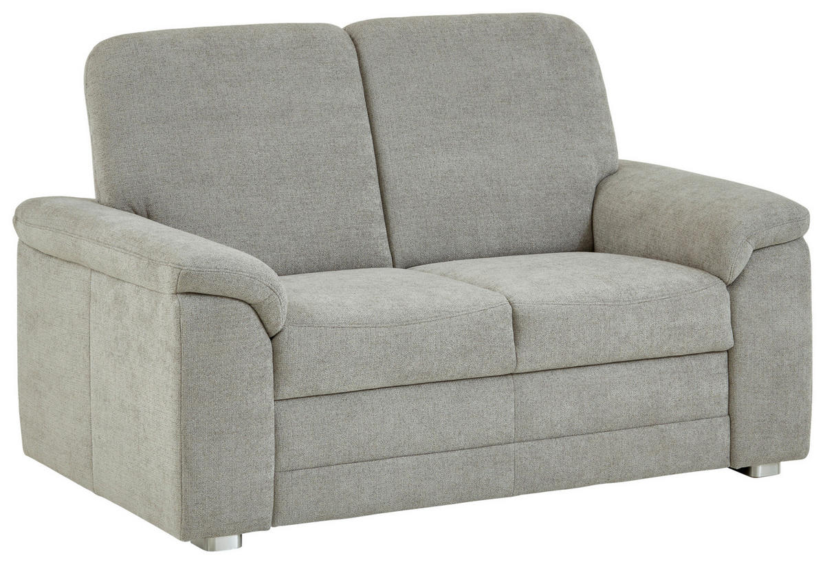 2-SITZER-SOFA Chenille Hellgrau  - Hellgrau/Alufarben, Konventionell, Textil/Metall (156/96/89cm) - Beldomo Comfort