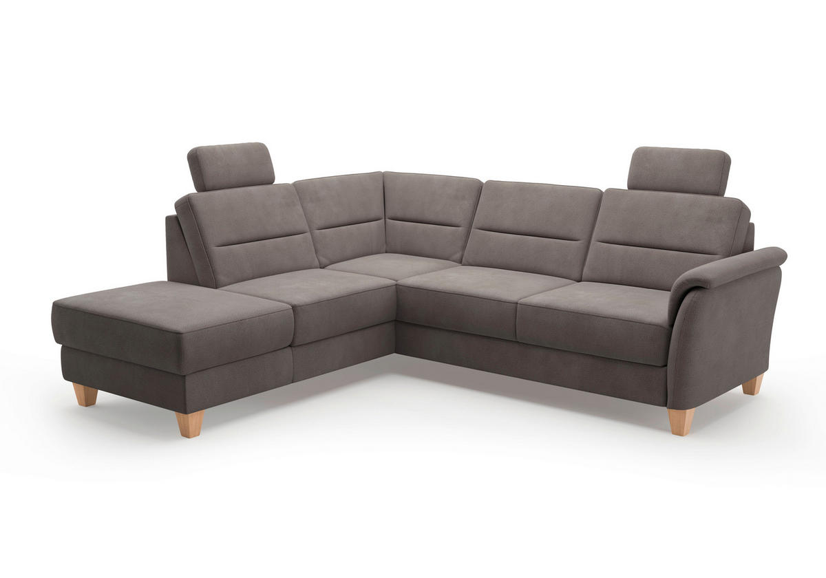 ECKSOFA PALMERA V Dunkelbraun Flachgewebe  - Eichefarben/Dunkelbraun, KONVENTIONELL, Holz/Textil (212/236cm) - Sit & More
